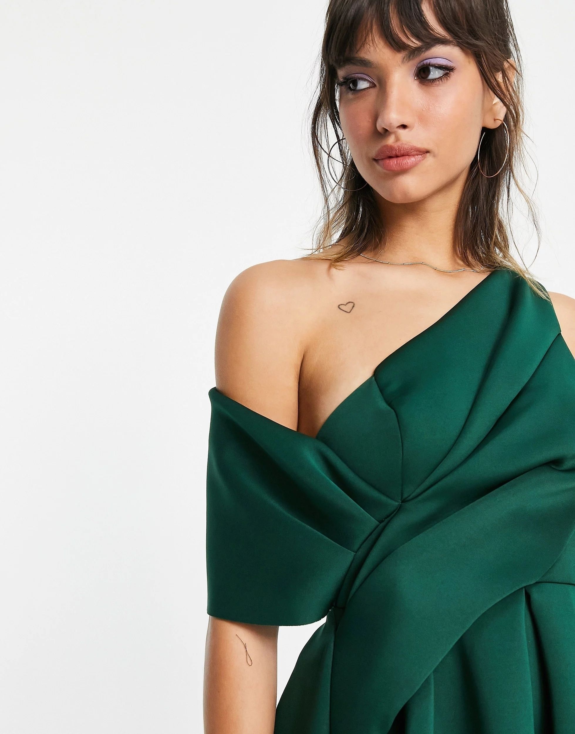 Asos Design 34 Xs Sukienka Rozkloszowana Scuba Forest Green H13139