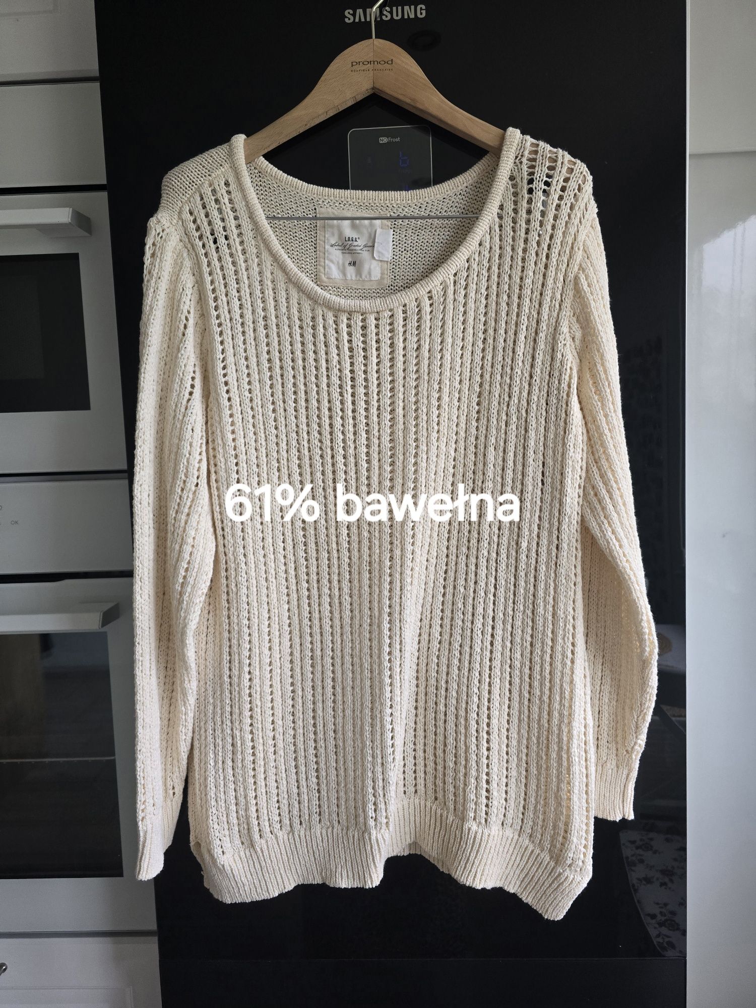 Bawełniany ażurowy sweter H&M r. XL