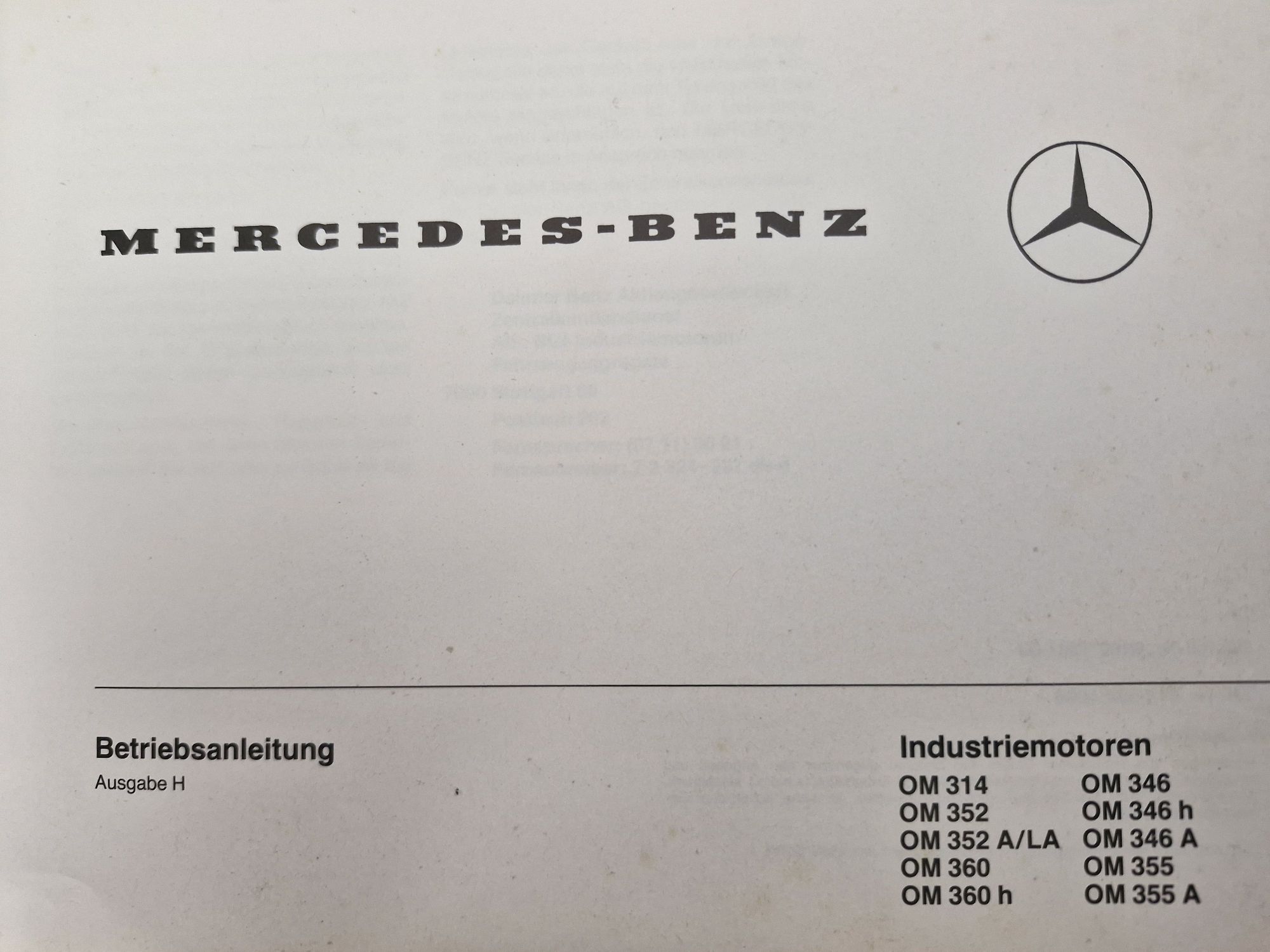 Książka instrukcja Mercedes Unimog OM314 OM346 OM352 OM355 OM360