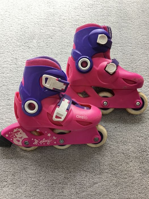 Zestaw rolki 26-28 ochraniacze 2xs oxelo i kask Kross XS różowe