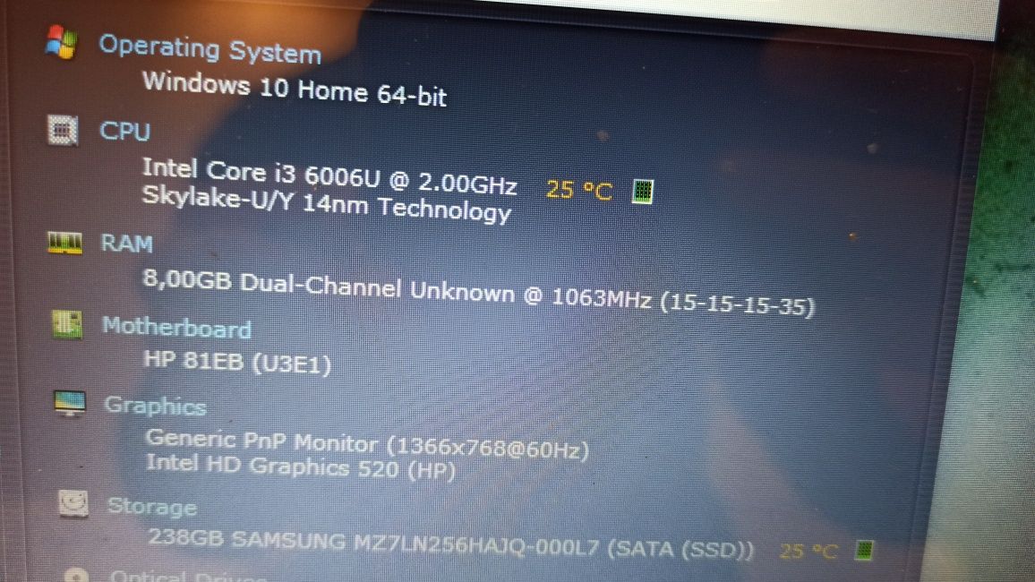 hp laptop  SSD 250 8gb ram nauka praca