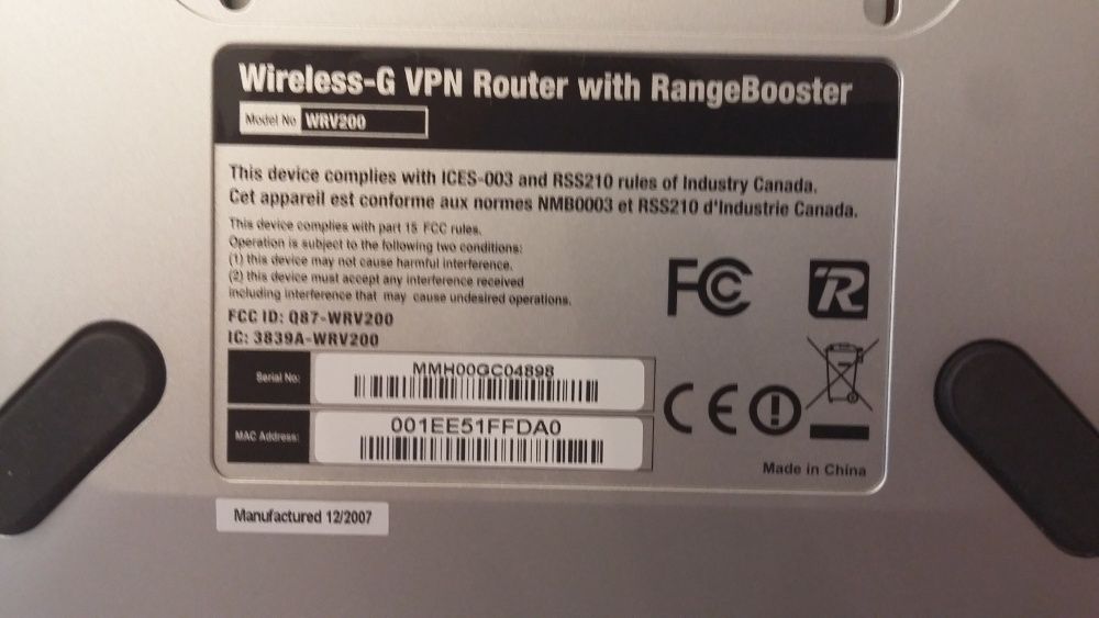 router Linksys  WRV200