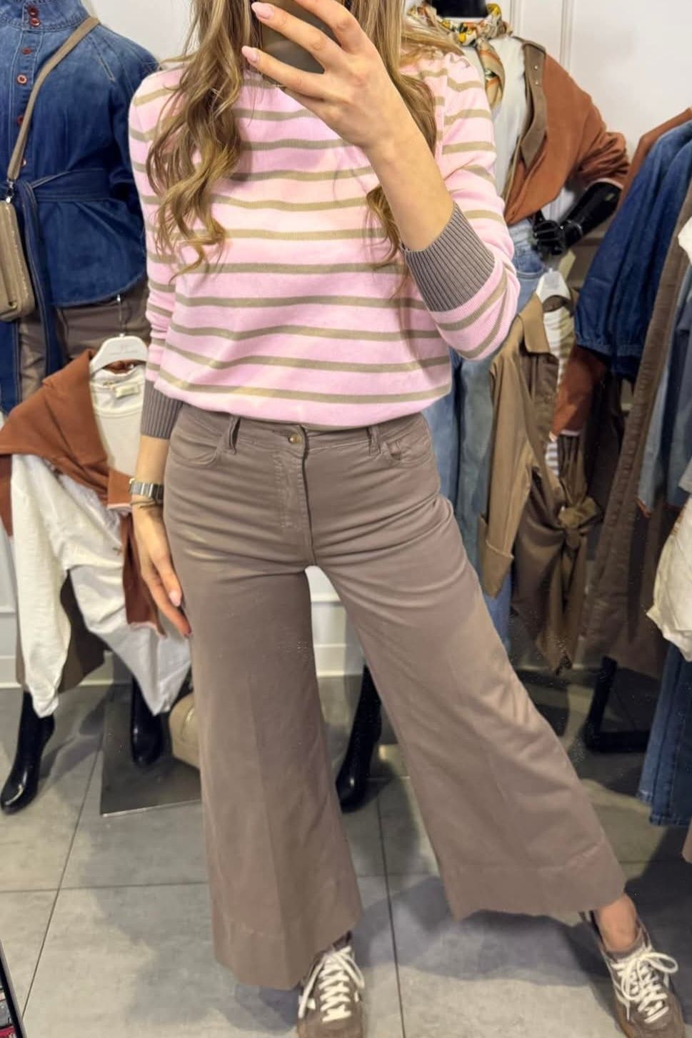 Lemonada sweter w paski róż fango oversize