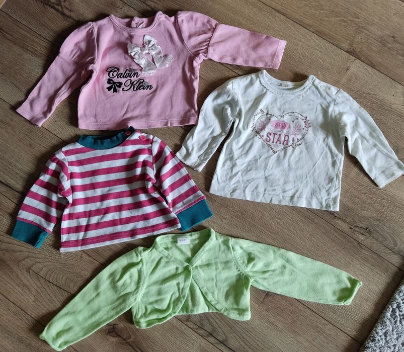 Bluzka dziewczęca niemowlęca z długim rękawem koszulka Zestaw 4 szt 68