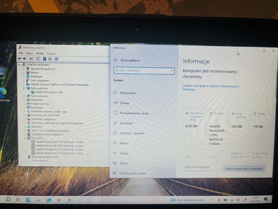 Laptop HP ProBook x360 z ekranem dotykowym.