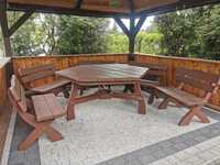 Meble ogrodowe duży stół + 6 ławek