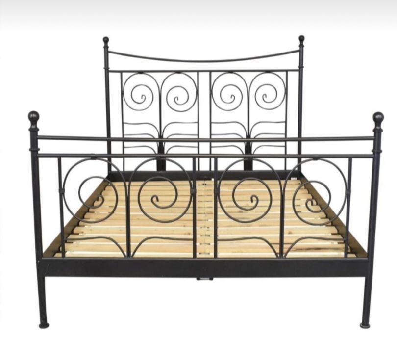 Czarne łóżko metalowe ikea Noresund 160x200
