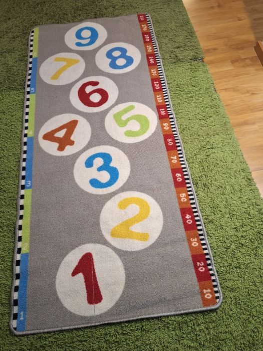 Dywan dzieci IKEA Cyfry Miarka Nauka Liczb HOPPLEK 180x80 cm gładki