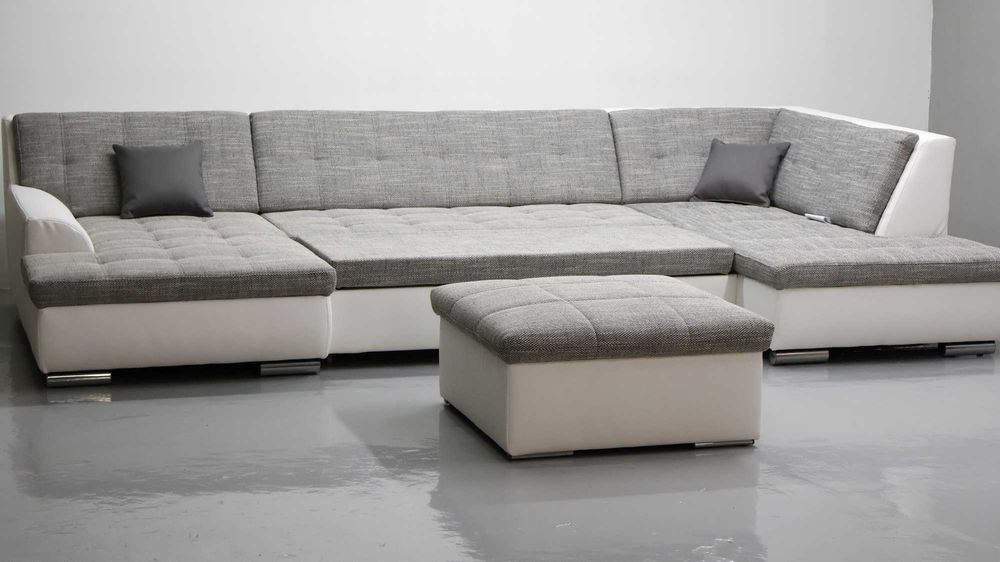 TND nowy narożnik U z funkcja spania rogówka szara tkanina sofa salon