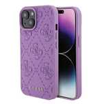 Etui Guess Leather 4G Stamped do iPhone 15 - fioletowe