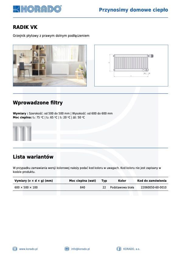Grzejnik Korado Radik VK Typ 22