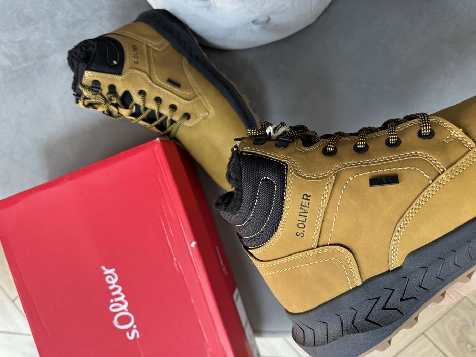 Wysokie Zimowe Trapery Męskie S.Oliver Brązowe Ocieplane Trzewiki