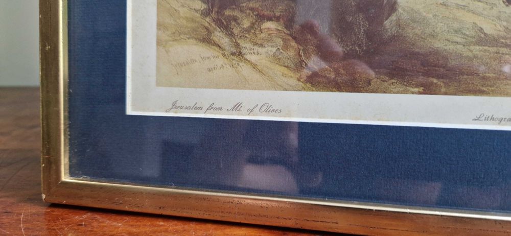 Stara litografia David Roberts Jerozolima z gory Oliwnej antyk cudo