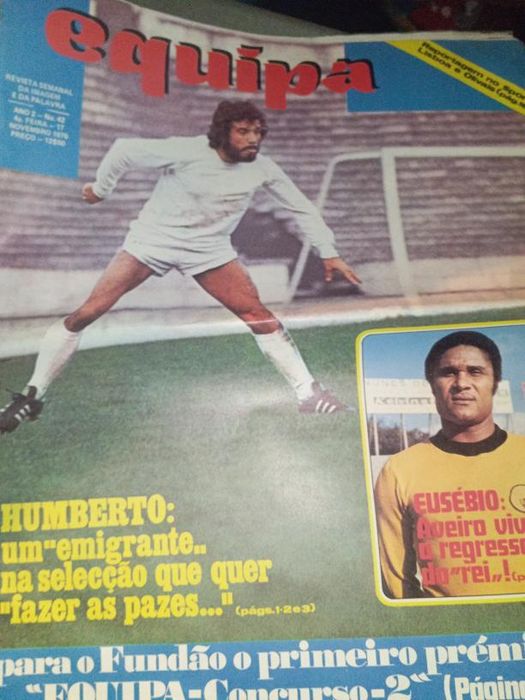 Jornal a equipa com pequena notícia do Eusébio rei
