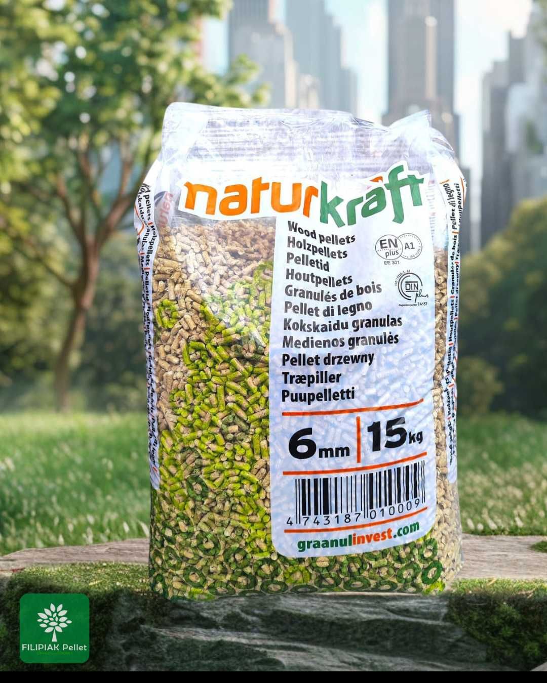 Pelet NATURKRAFT certyfikowany EN+ A1 DIN+ 6mm