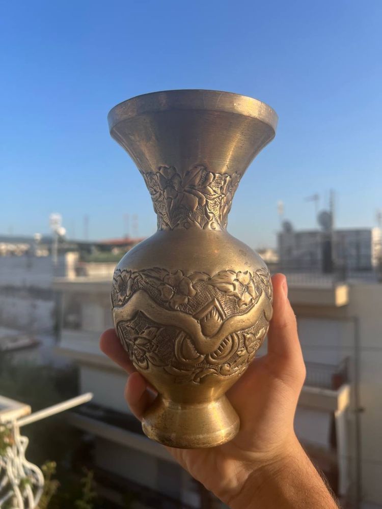 Індійська ваза зі сплаву міді ( латунь + серебро )