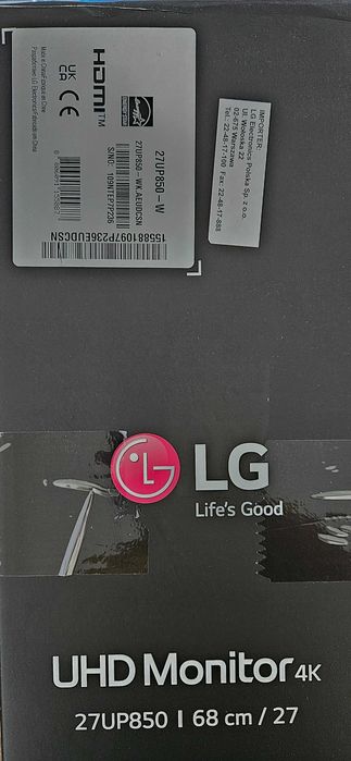Monitor LG 27UP850-W 4K USB-C, HDMI, DisplayPort