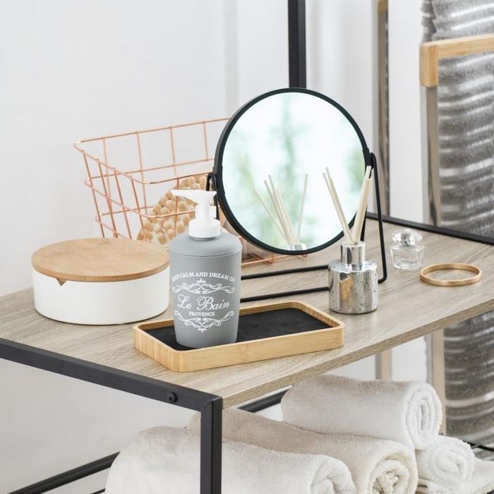 ZESTAW Dozownik do mydła Prowansja SZARY + mydło Merida zapach cytrus