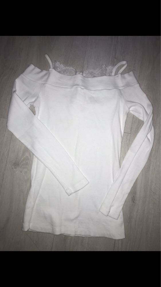 bluzka biała długi rekaw elegancka bawełna S/M