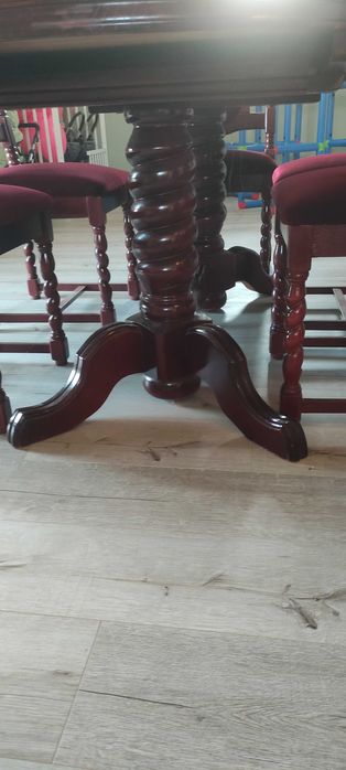 Stół drewniany rozkładany 180(240)x90 i 6 krzeseł