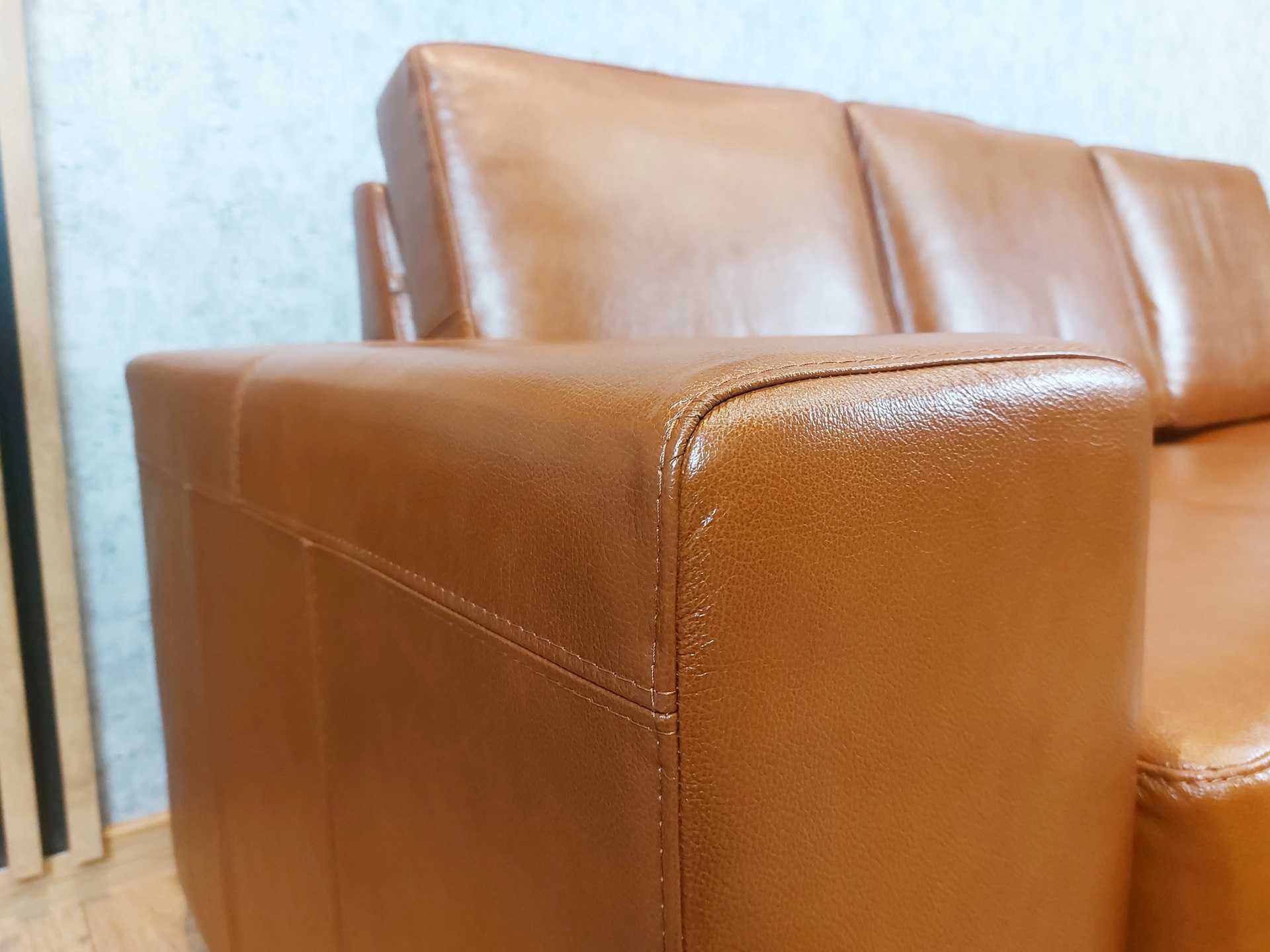 Sofa skórzana 227cm, kanapa ze skóry naturalnej, 100% skóra