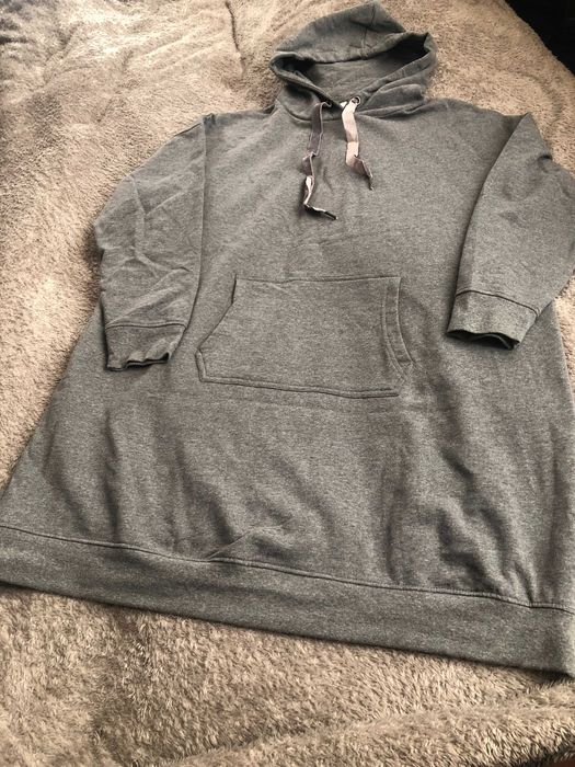 Sukienka, bluza sportowa z kapturem szara z meszkiem ROZM 48/50