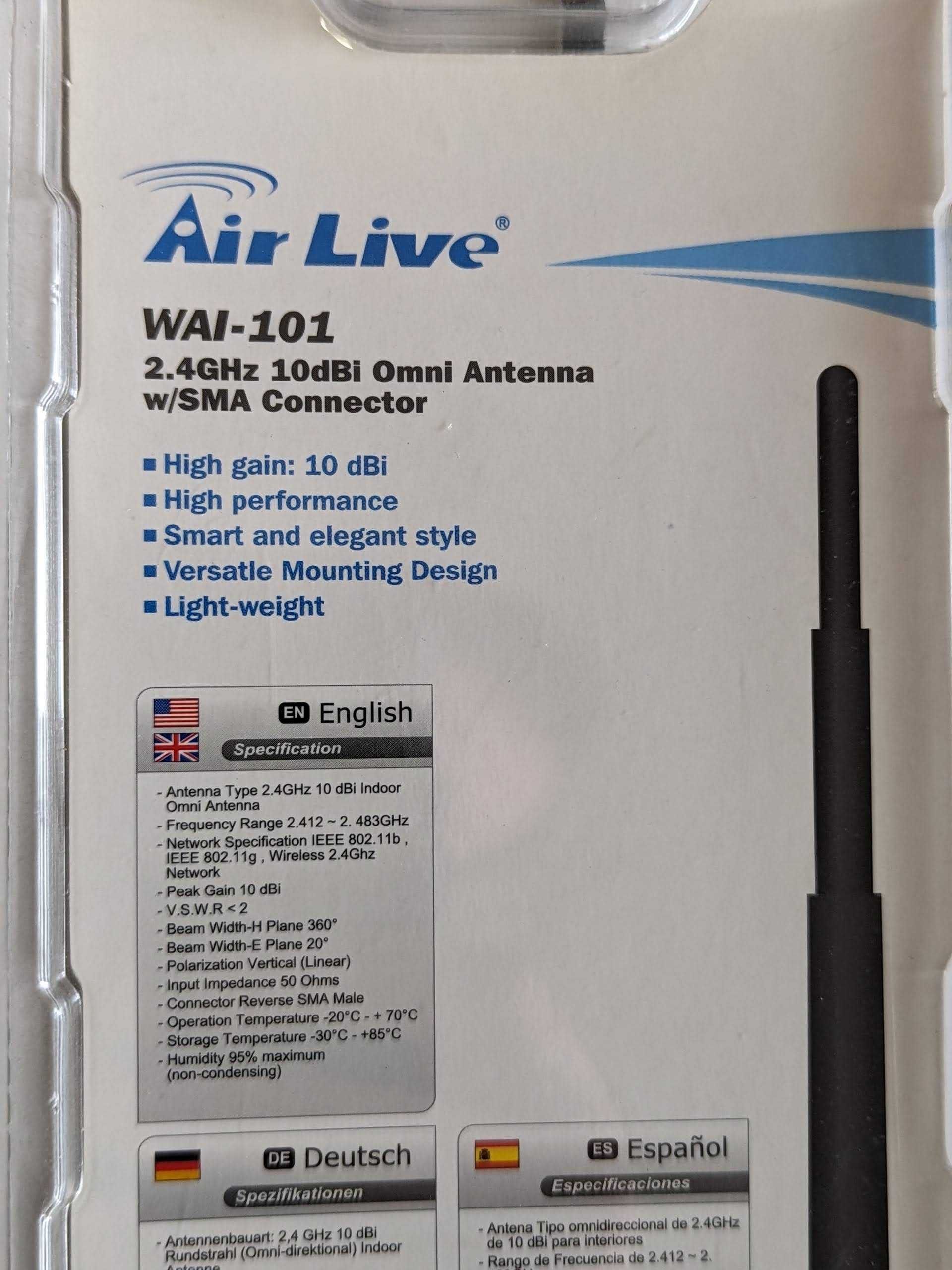 Antena SMA 2.4GHz 10 dBi / WAI-101 / Air Live / dookólna / DUŻA - 39cm
