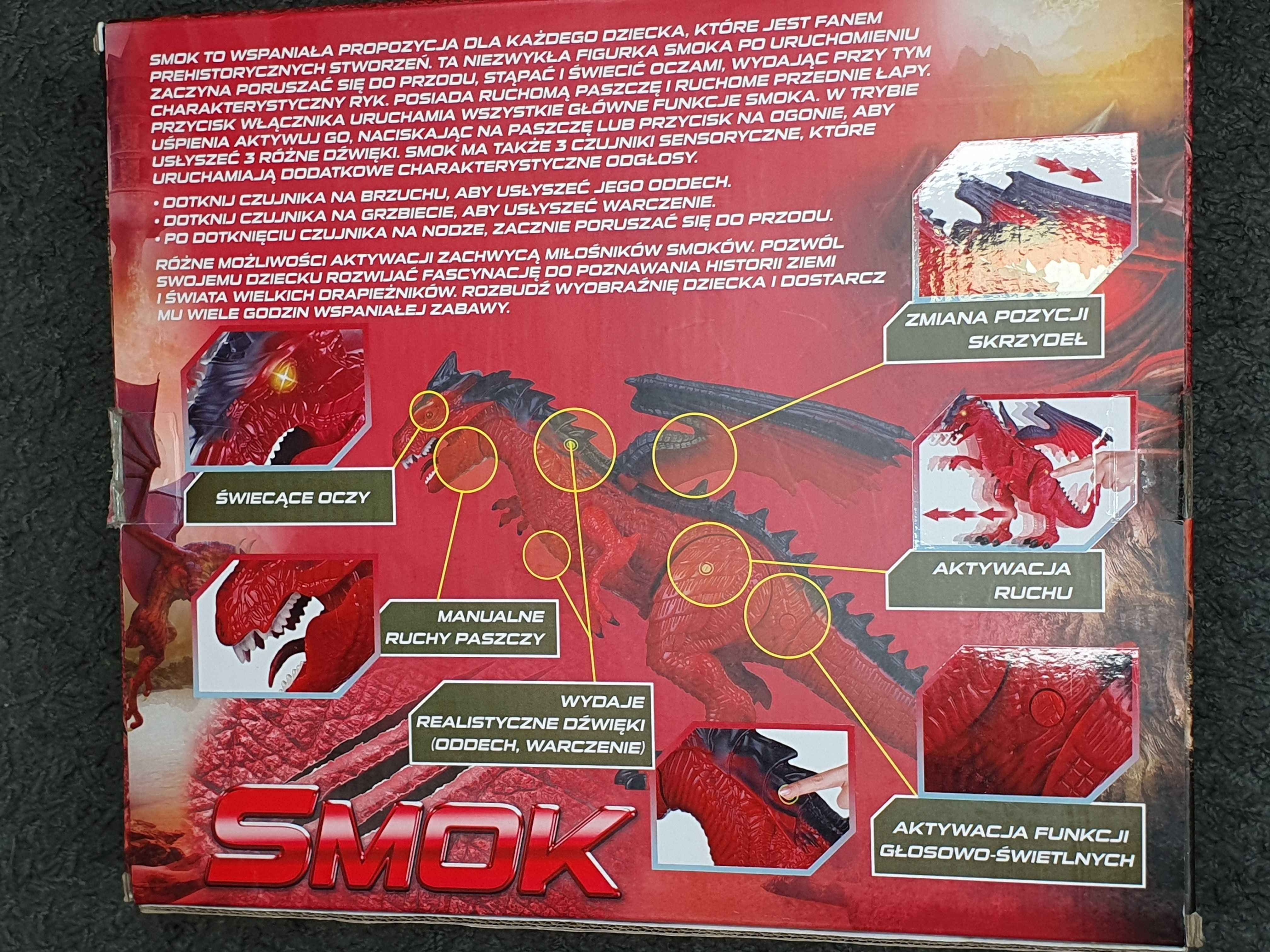 SMOK interaktywny - chodzi, wydaje dźwięki, świecą się oczy - jak NOWY