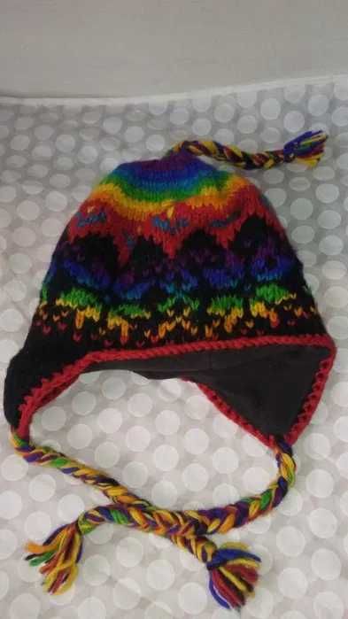 Czapka Nepal wełniana na polarze 100%