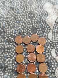 Medas raras .de 1  centimo de euros com símbolo de um trevo