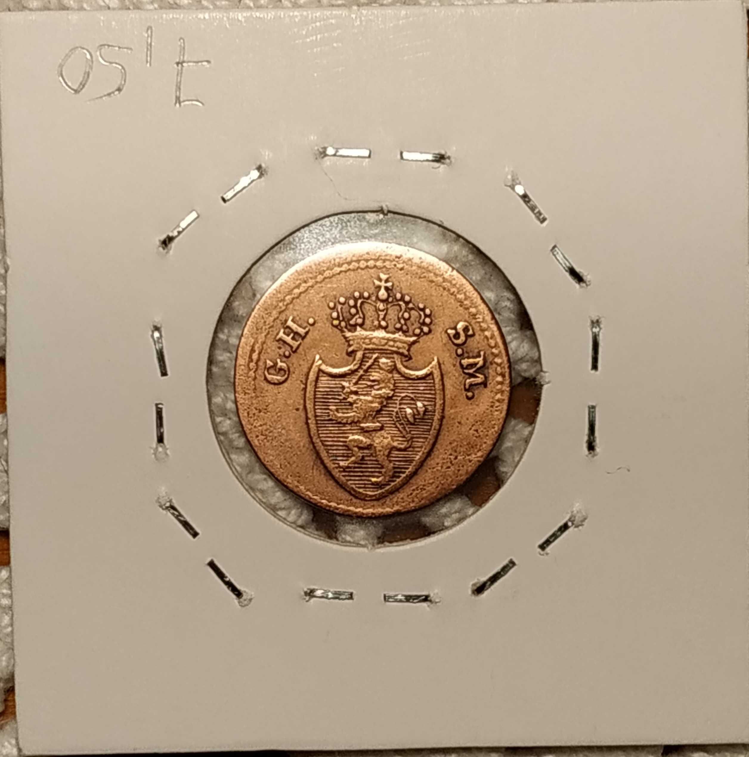 Alemanha - moeda de 1 pfennig de 1819