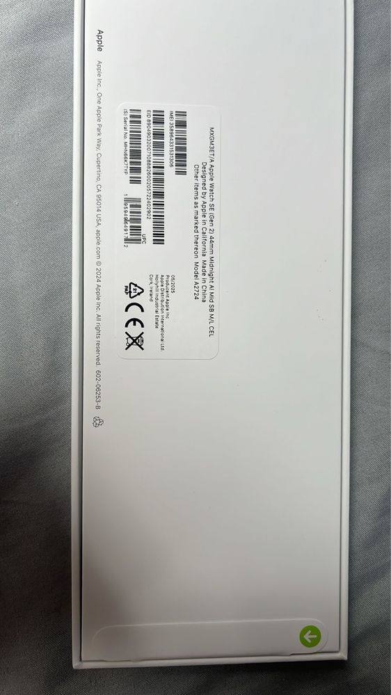 Apple Watch SE(Gen 2) 44m Midnight Al Mid SB