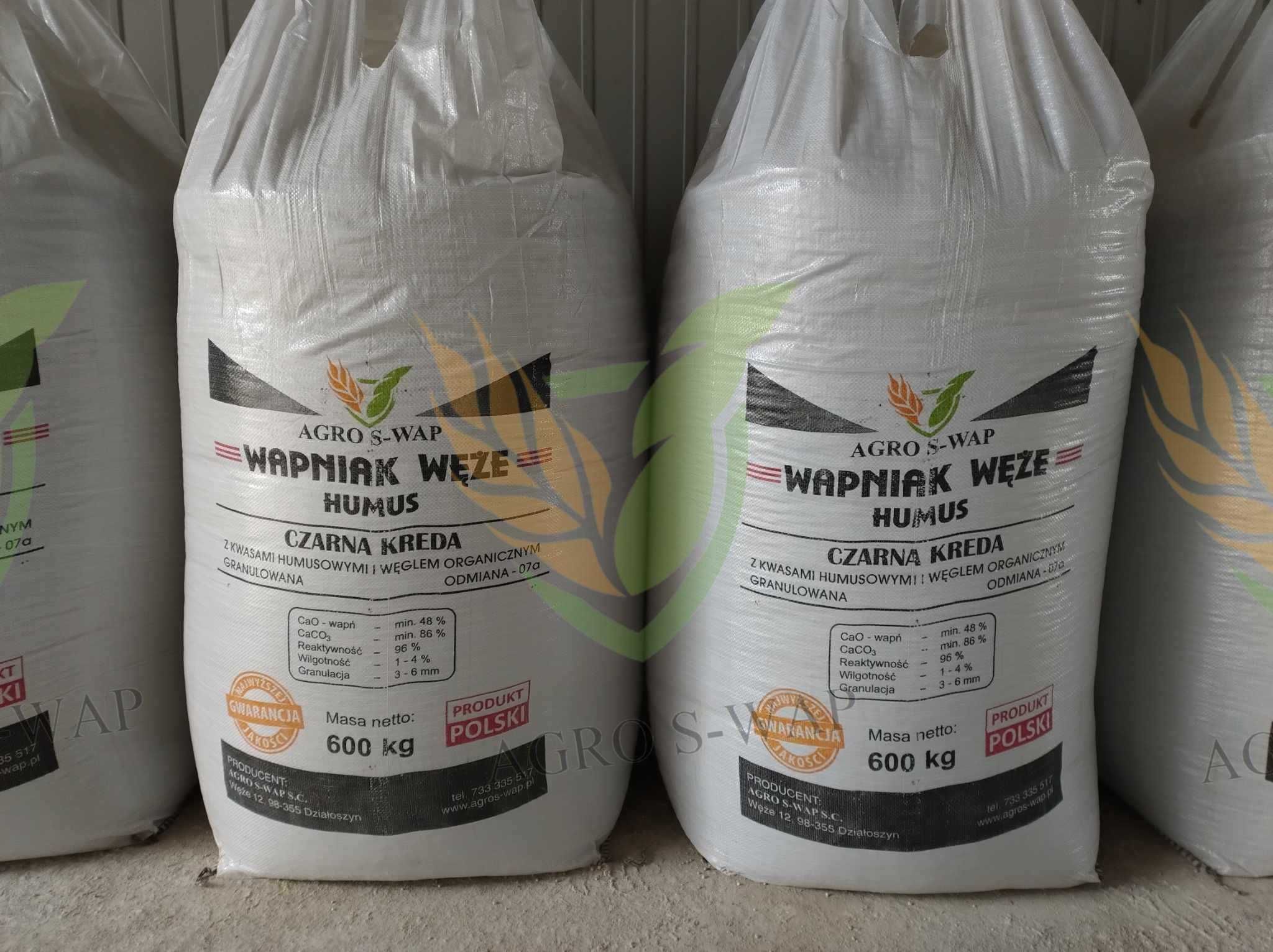 Wapno nawozowe PRODUCENT granulowane magnezowe, węglanowe czarna kreda