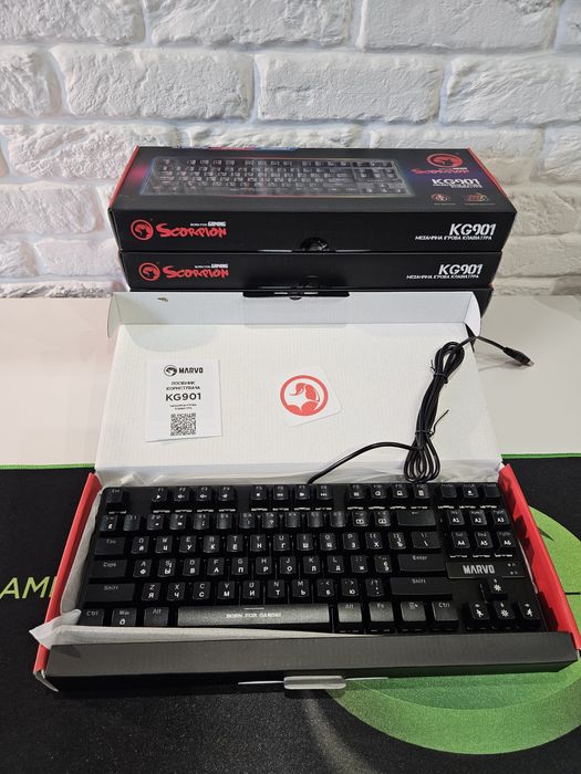 Механическая клавиатура игровая MARVO KG-901 RED свитчи, НОВАЯ