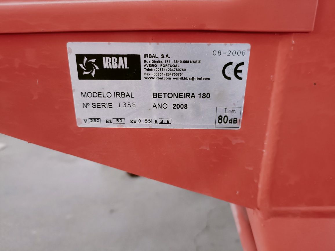 Betoneira irbal 180 L