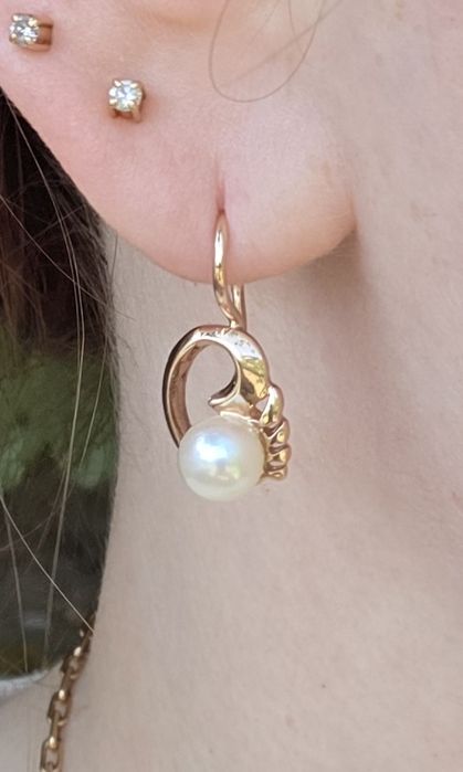 Золотые серьги с жемчугом ссср Золоті сережки з перлинами Срср