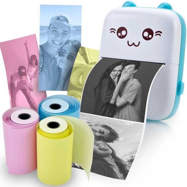 Дитячий Портативний міні-принтер Котик Термопринтер Детский Игрушка