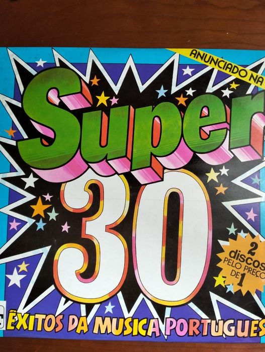 Disco de vinil duplo LP Super 30 Êxitos da Música Portuguesa
