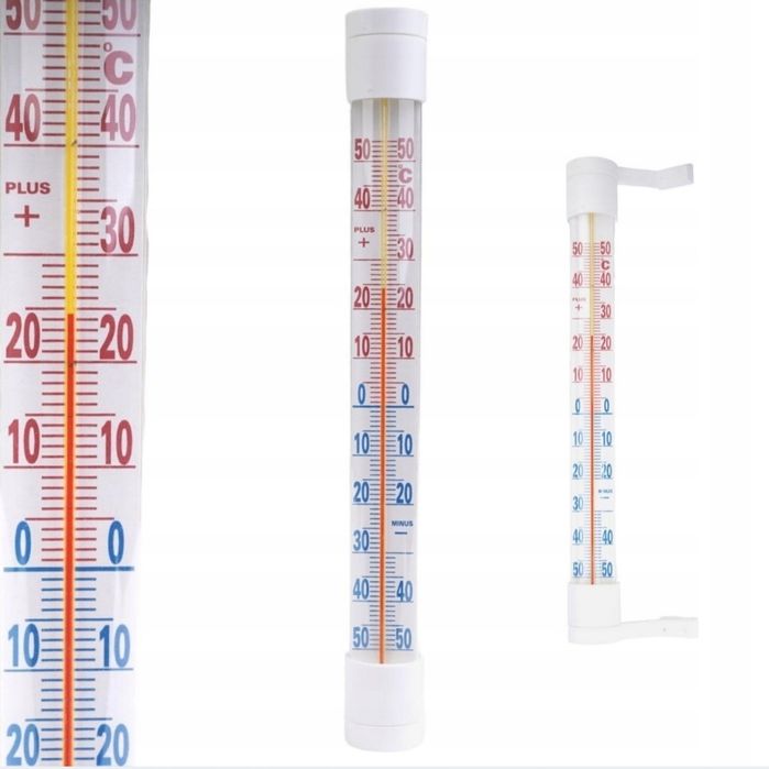 Termometr zewnętrzny szklany na ramę okna