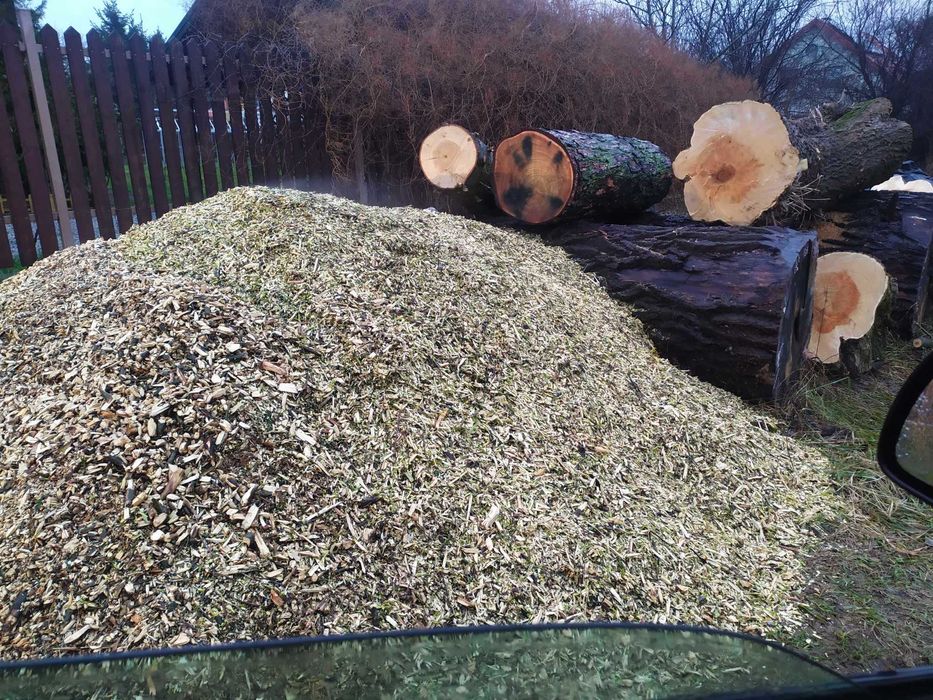 Wycinka drzew, Podnośnik koszowy, rębak, montaż reklam, zrębki,