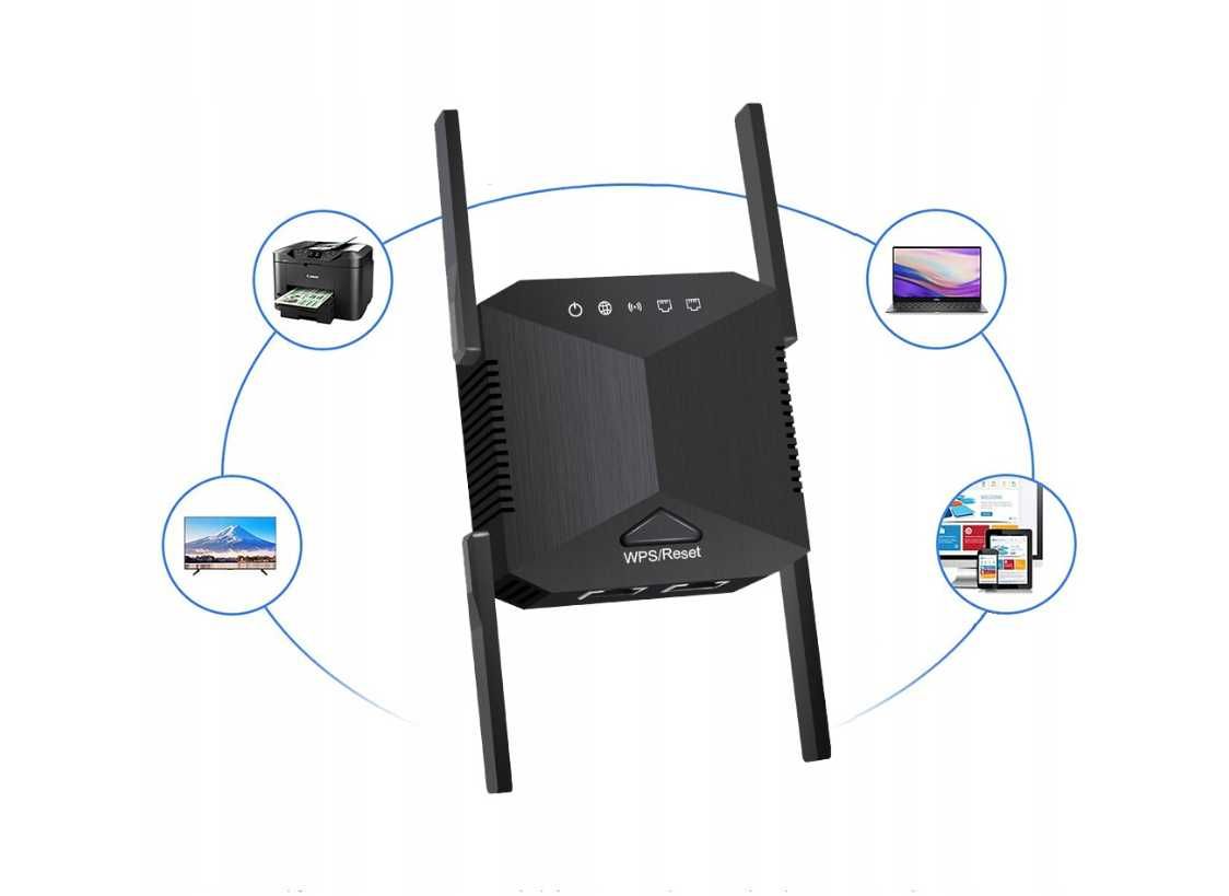 Bezprzewodowy wzmacniacz WiFi 1200Mb/s Czarny