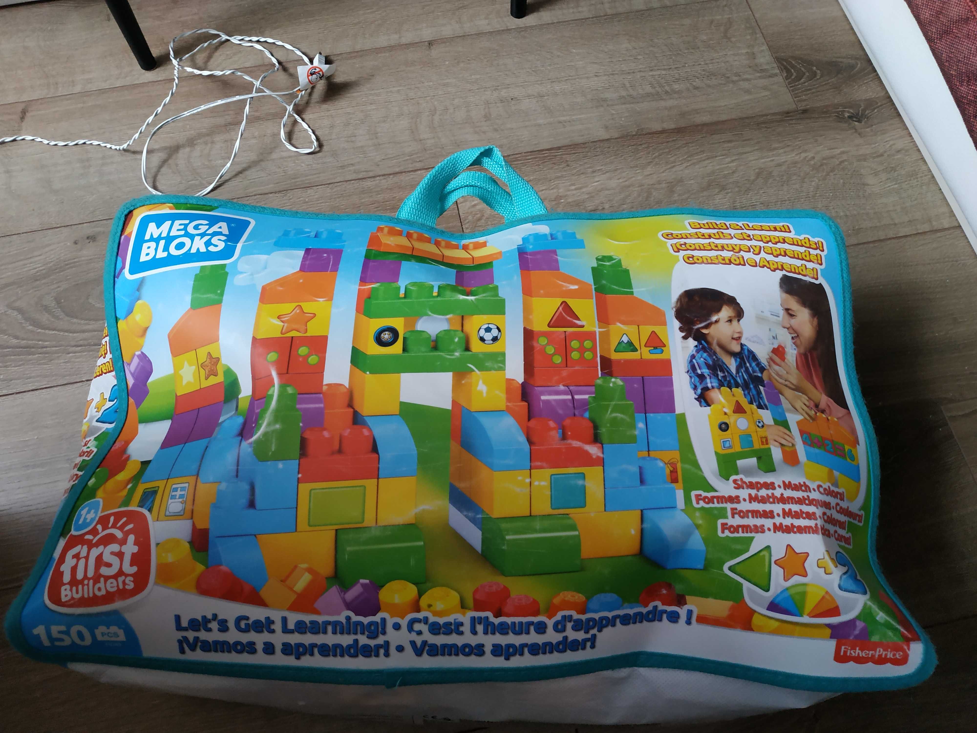 Mega bloks klocki Fisher Price 2w1 - torba + pociag muzyczny