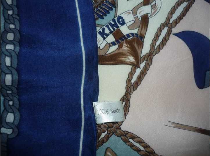 Хустка 100% натуральний шовк King Seide велика хустина морська тема