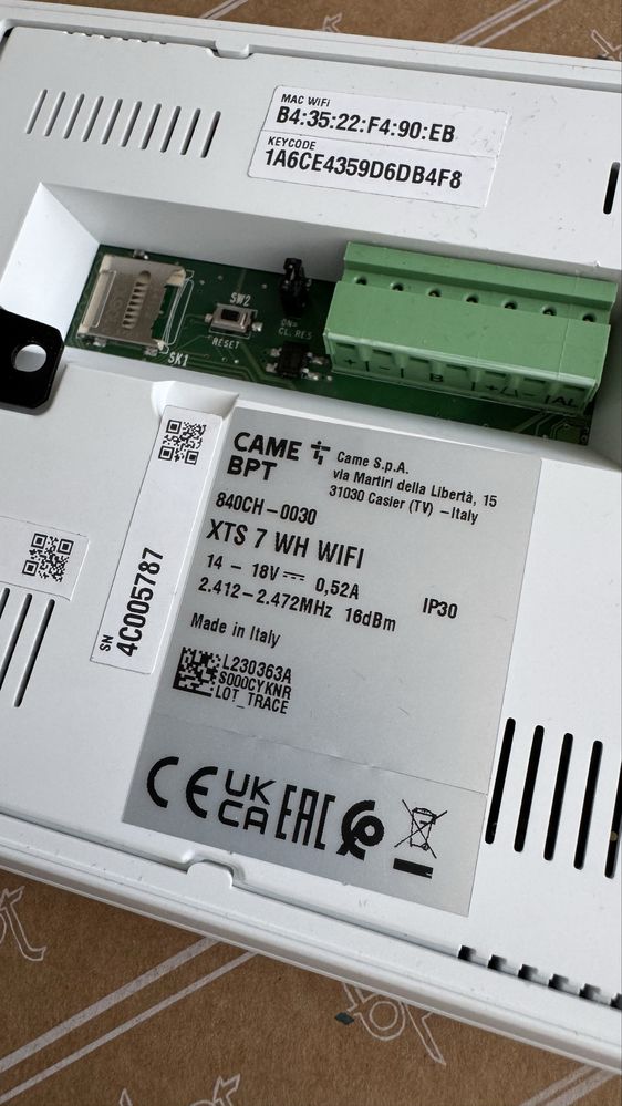 Wideodomofon CAME XTS 7 WH WIFI 840CH-0030