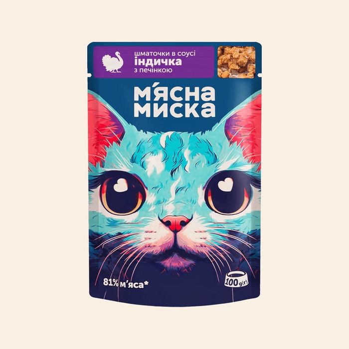 Вологий корм пауч М‘ясна Миска 100г для котів та собак