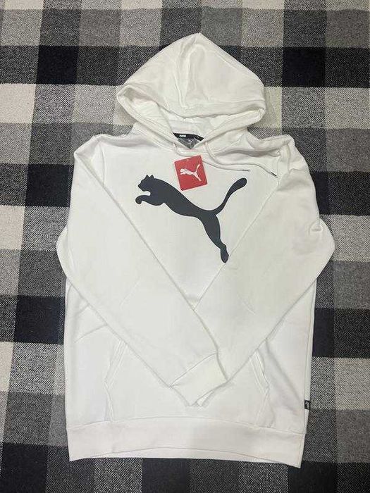 Сіре \ Біле Чоловіче худі puma big cat logo men's hoodie нове оригінал