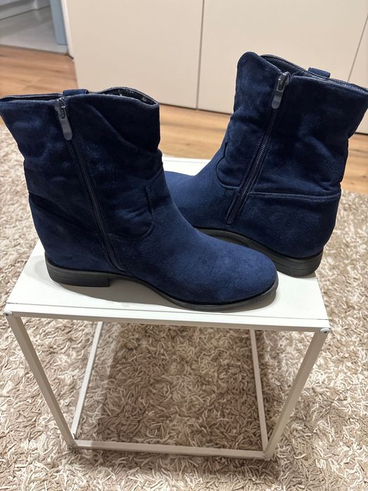 Kozaki-botki zamszowe granat 39