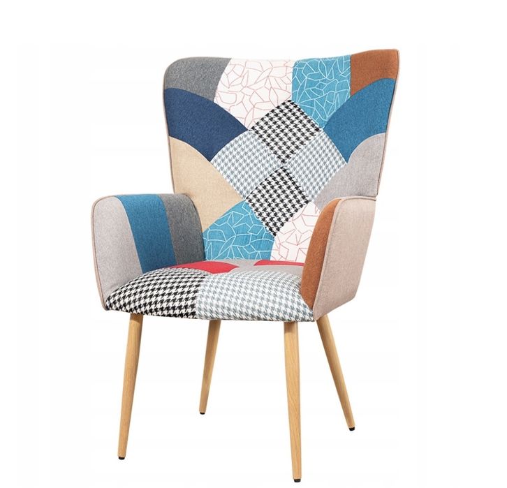 FOTEL patchworkowy w stylu skandynawskim