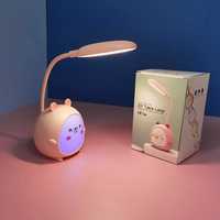 Lampka biurkowa nocna dla dzieci akumulator Miś RGB Różowy