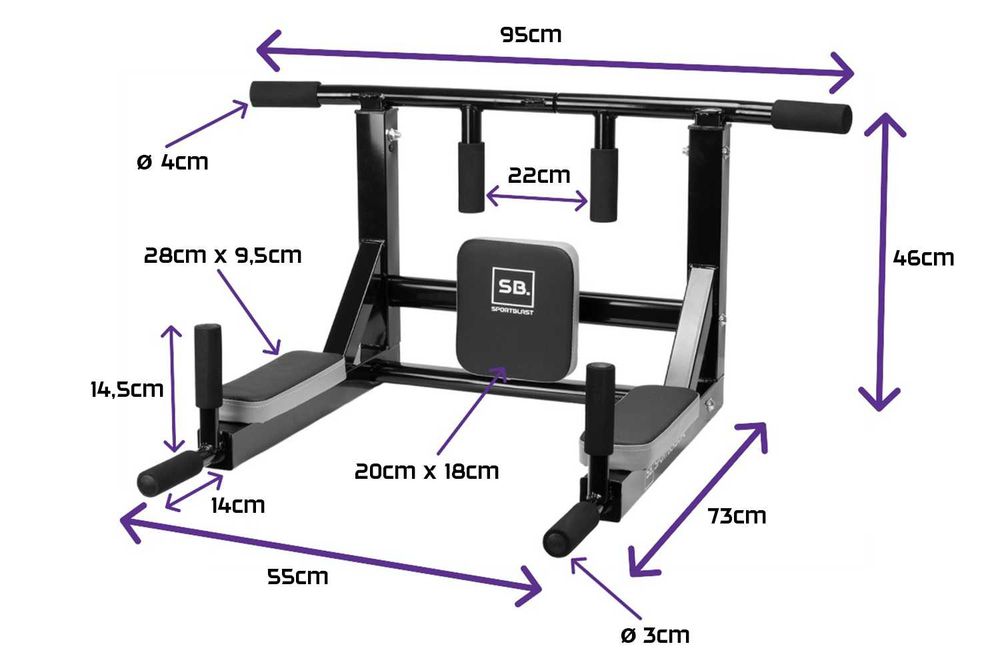 Drążek wielofunkcyjny PORĘCZE do ćwiczeń PODCIĄGANIA DIPÓW BRZUCHA WRO